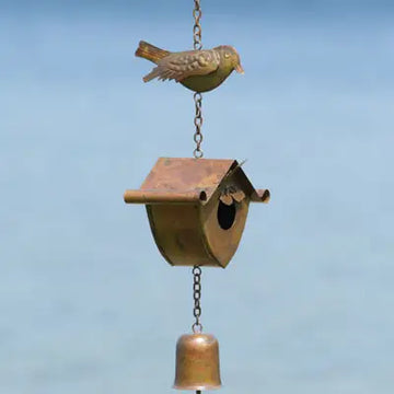 Bird, Birdhouse And Bell Ornament