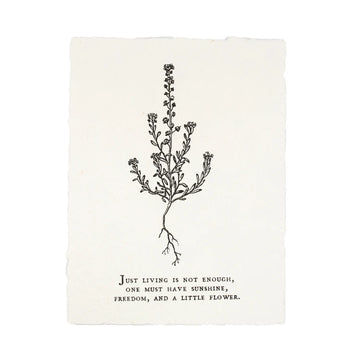 Just Living Is Not Enough Handmade Paper Print
