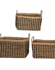 Hand-Woven Striped Wall Basket