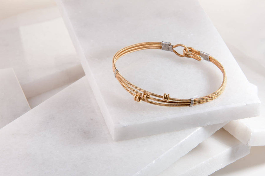 Gold Tri Ferrule Bracelet - Medium