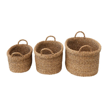 Hand Woven Basket With Handles