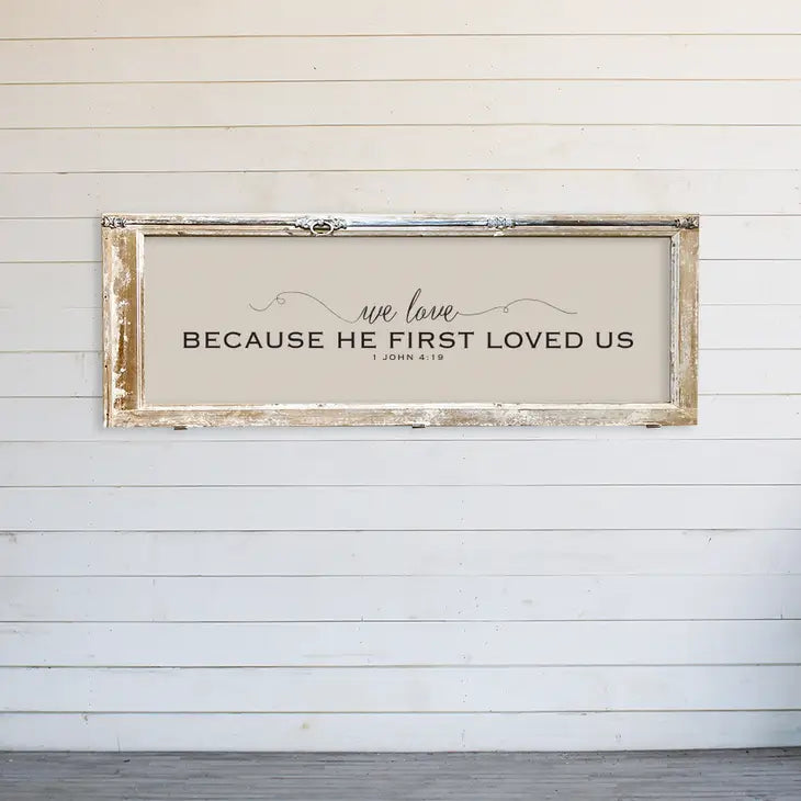 Because He First Loved Us: Large Wide Antique Window With Hardware