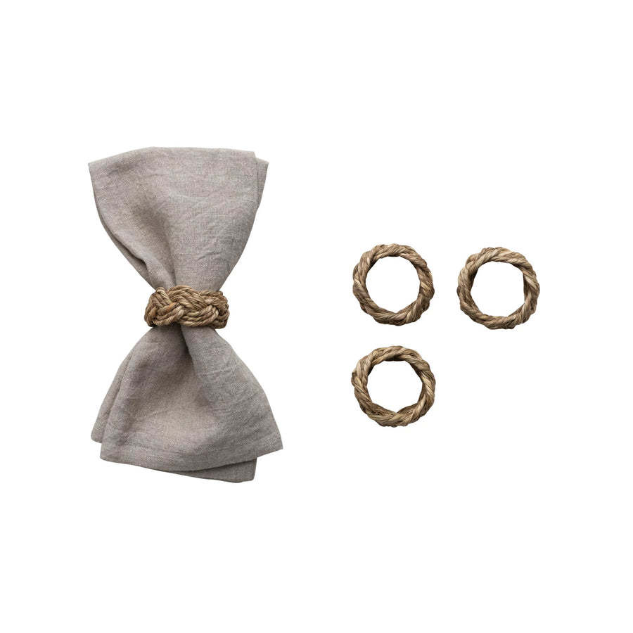 Braided Seagrass Napkin Rings S/4