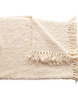 Cotton Blend Boucle Throw With Fringe
