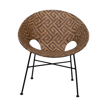 Hand-Woven Rattan and Metal Chair