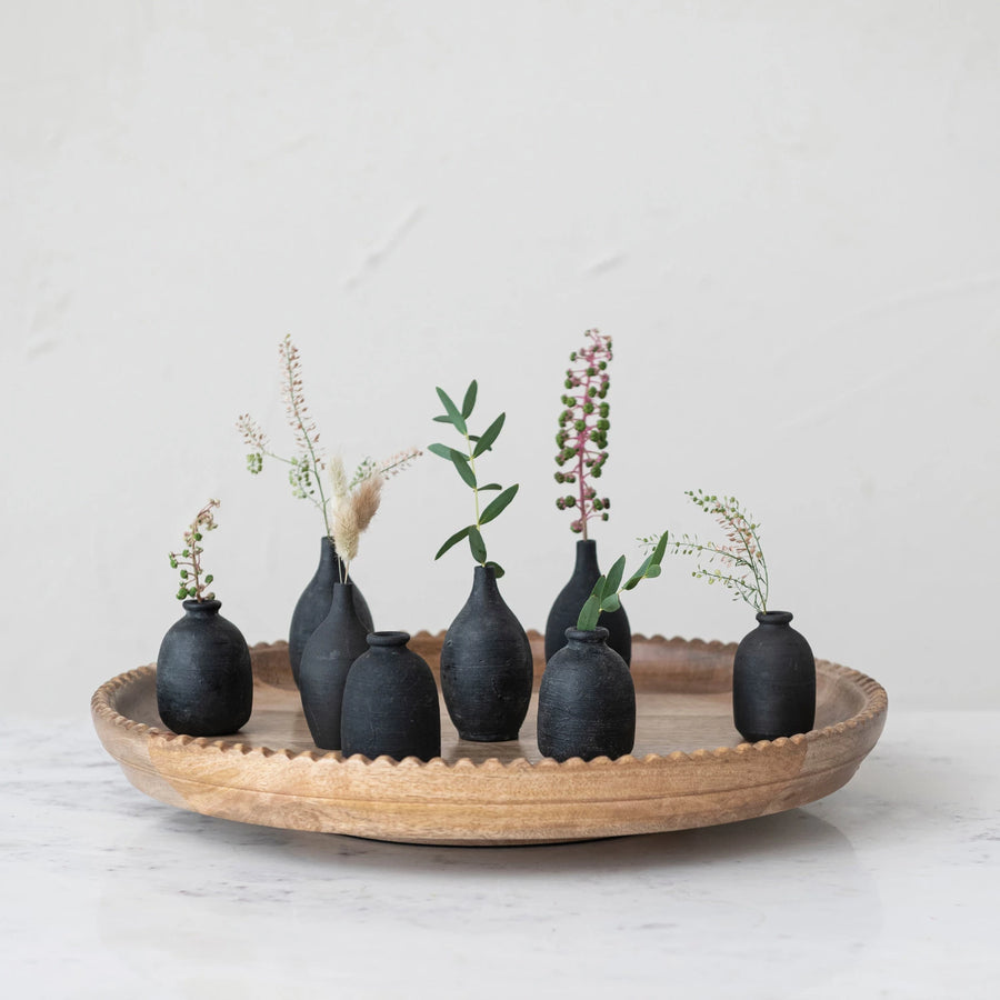 Black Decorative Terracotta Mini Vase