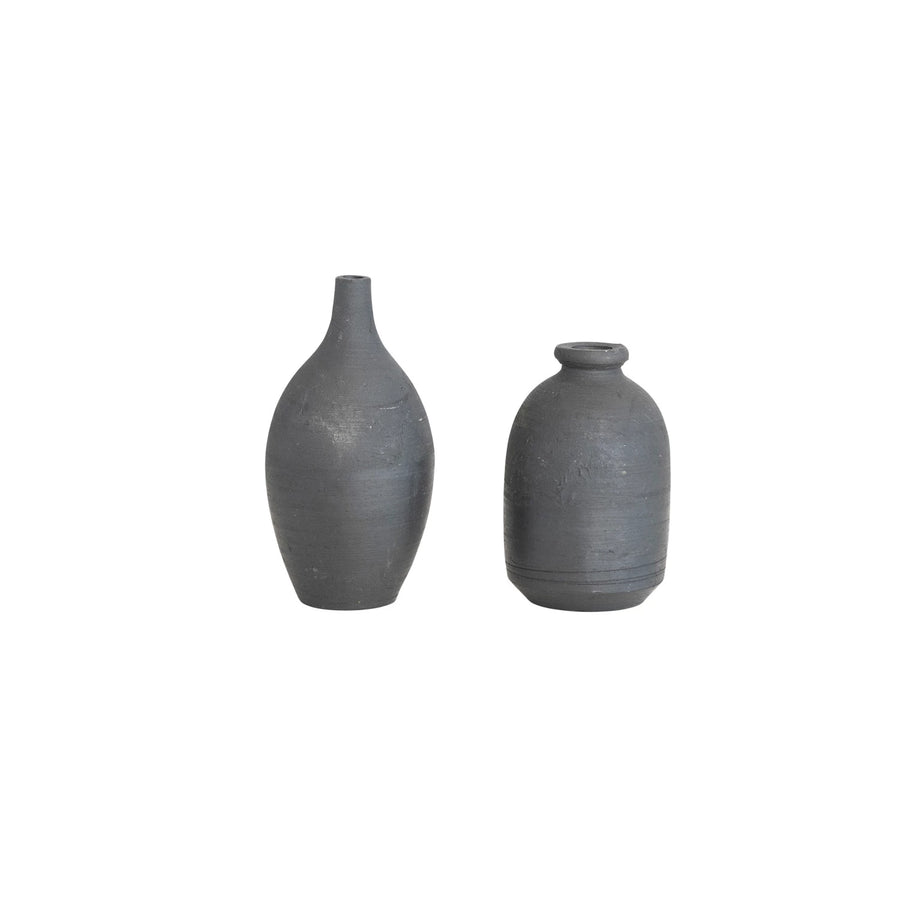 Black Decorative Terracotta Mini Vase