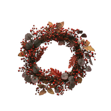 Faux Leaf, Berry and Twig Wreath