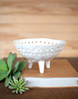 Footed White Ceramic Berry Bowl