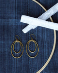 Gemini Oval Brass Earrings