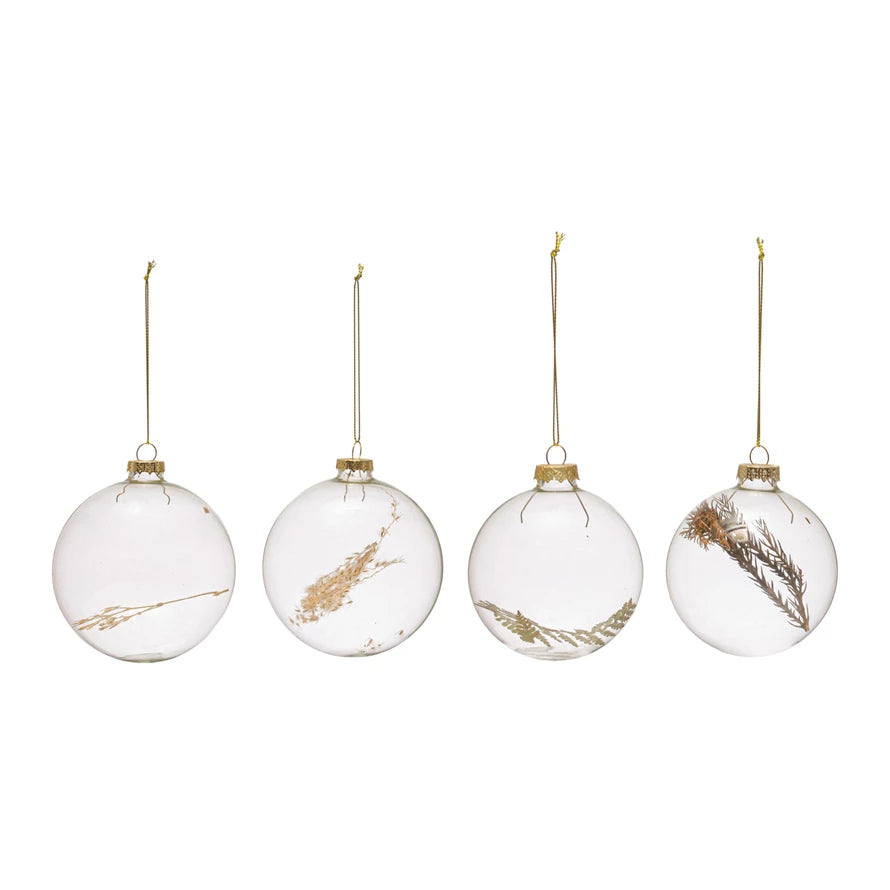 Glass Ball Ornament with Dried Botanical