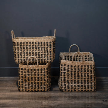 Hand-Woven Striped Wall Basket