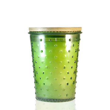 Haven Green Glass Hobnail Candle
