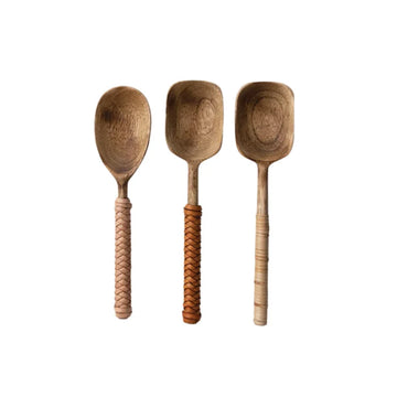 Mango Wood Spoon with Leather Handle