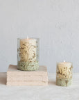 Recycled Glass Votive Holder With Embedded Candlenut Leaves