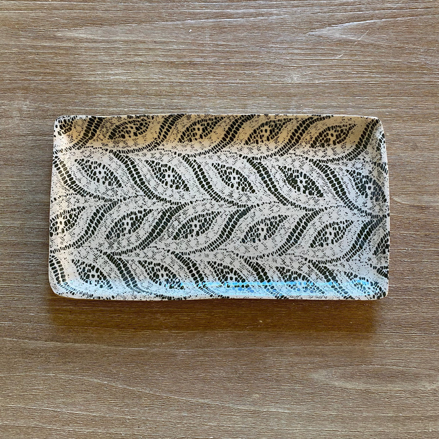 Small Stacking Rectangle Tray Paisley Pine