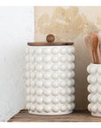 Stoneware Canister With Raised Dots