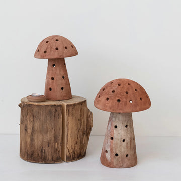Terracotta Mushroom Votive Holder