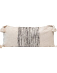 Woven Cotton Blend Lumbar Pillow With Tassels