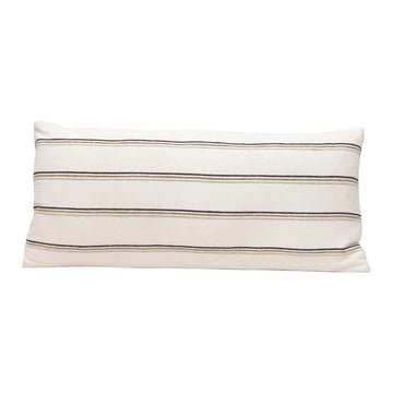 Woven Cotton Blend Striped Lumbar Pillow