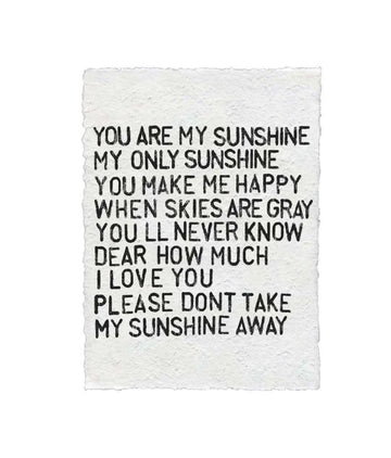 You Are My Sunshine Handmade Paper Print