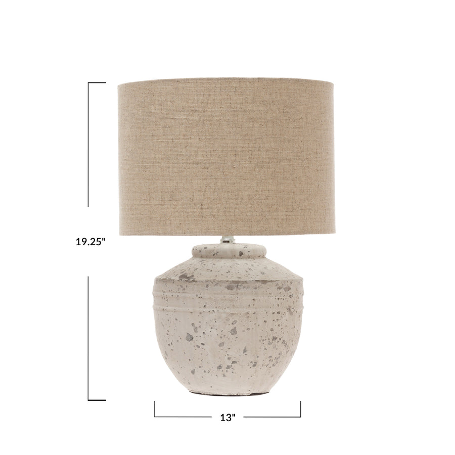 Distressed White Cement Table Lamp