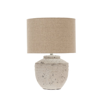 Distressed White Cement Table Lamp