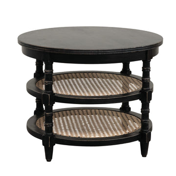 Black Cane Two Tiered Table