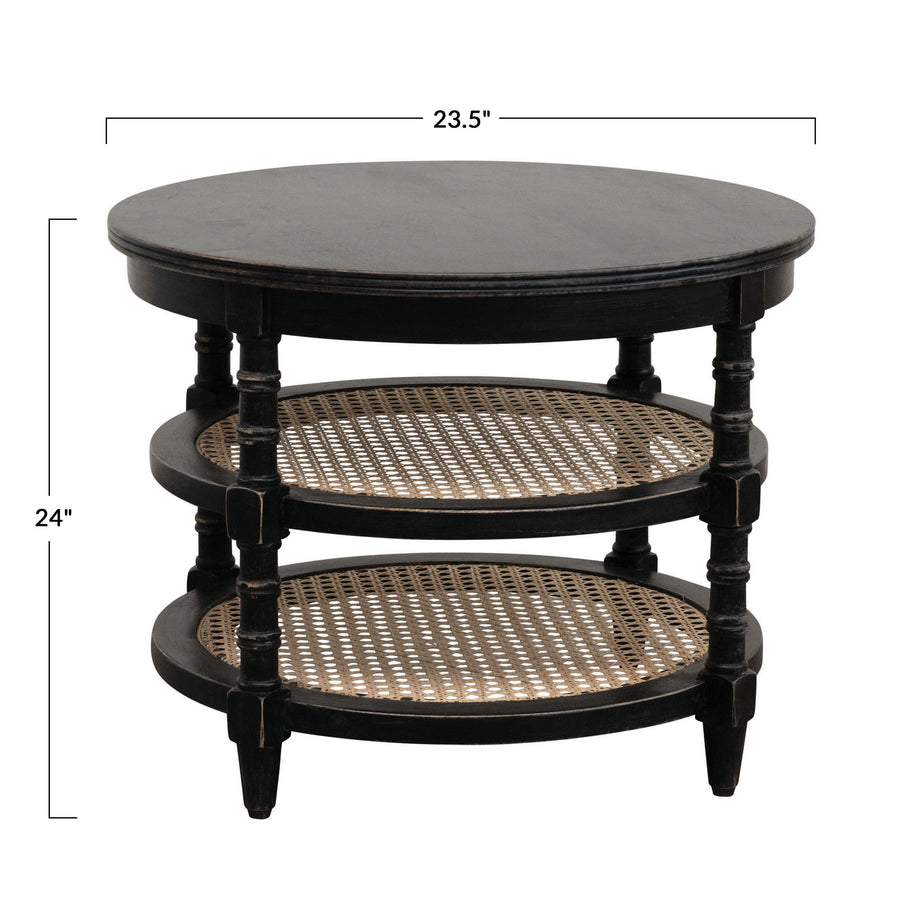 Black Cane Two Tiered Table