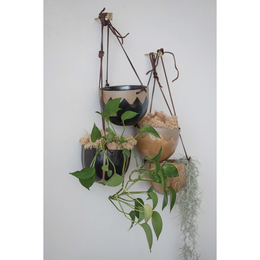 Hanging Planter with Leather Rope