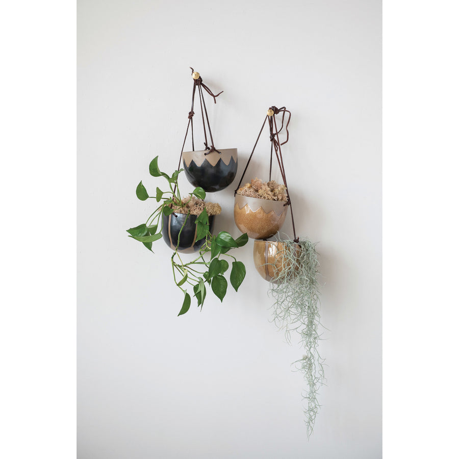 Hanging Planter with Leather Rope