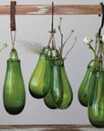Green Hand Blown Glass Vase with Hanger