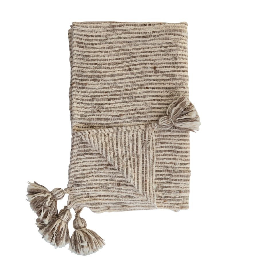 Cream Speckled Throw with Tassels