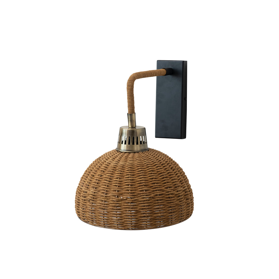 Jute and Metal Wall Sconce