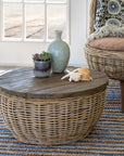 Rattan Coffee Table With Wood Top