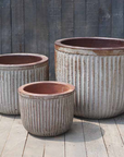 Faux Zin Can Planter Heirloom White