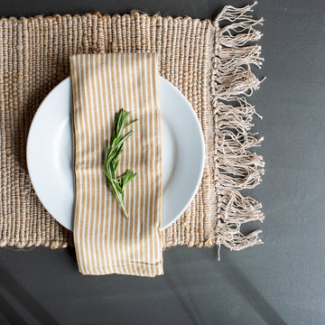 Woven Cotton and Jute Placemat with Tassels