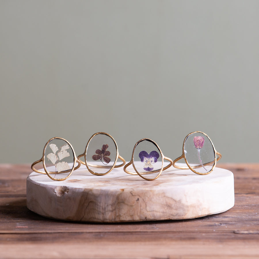 Jewel Tones Oval Pressed Floral Napkin Ring Set
