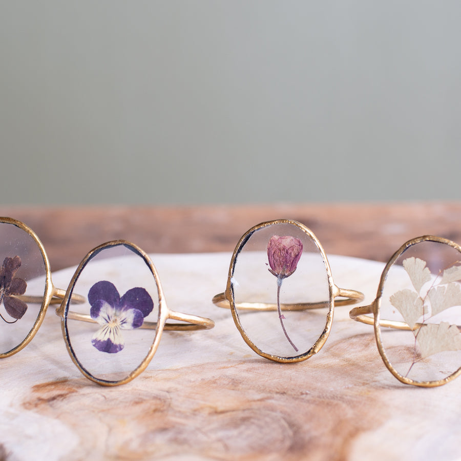 Jewel Tones Oval Pressed Floral Napkin Ring Set