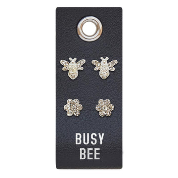 Busy Bee Silver Stud Earrings