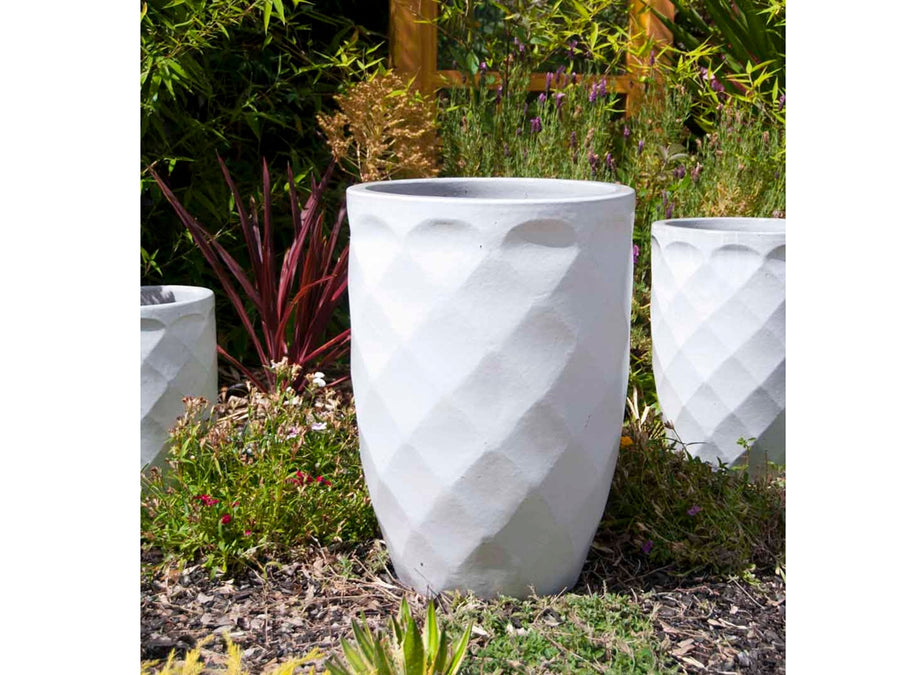 Medium High Diamond Planter White