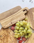 Olive Wood Small Rectangular Cutting Board with Leather Strap