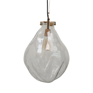 Small Hand-Blown Glass and Metal Pendant Lamp