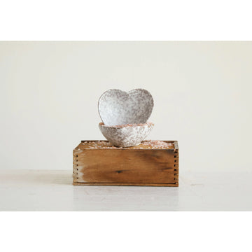 Stoneware Heart Dish Antique White 3"