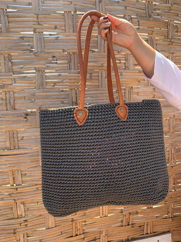 Crocheted Grey Tote