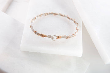 Silver and Rose Gold Double Fret Bracelet - Large