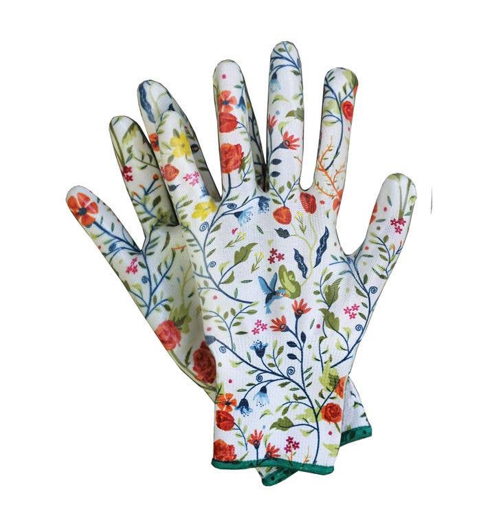 Large Garden of Paradise Nitrile Weeder Gloves