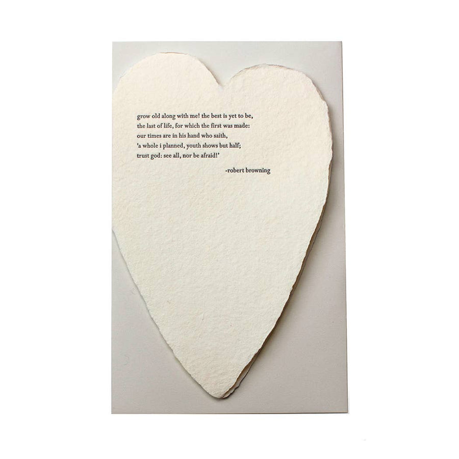 Browning Quote Deckled Heart Letterpress Card